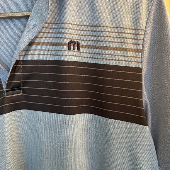 Travis Matthew Polo Men's M  Blue Collared Mid Stripe Golf Logo - Picture 5 of 8